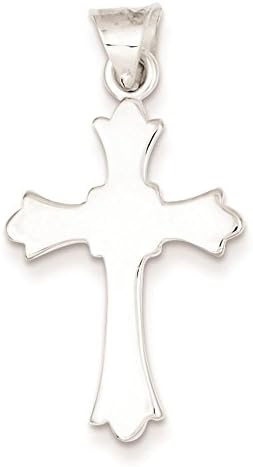 925 Sterling Silver Fluer de lis Cross Charm Pendant 30mm x 16mm
