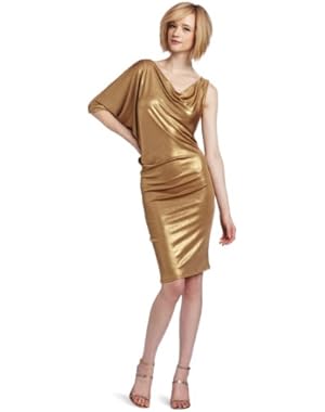 BCBGMAXAZRIA Women's Abrial Draped One Shoulder Tunic Dress