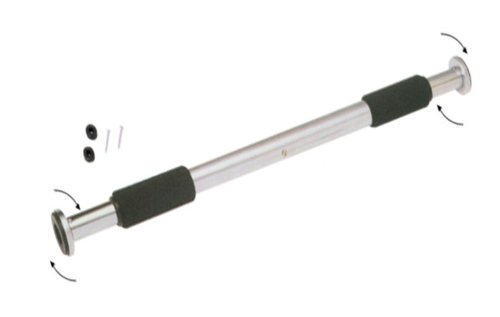 HemingWeigh Chrome Dual Action Door Gym Bar, Fully Adjustable with Longer Hand Grip - Pull up / Sit up / Chin up