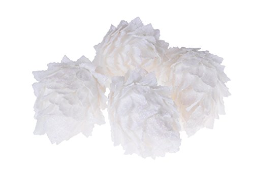 White Pinecone Christmas Ornaments by Clever Creations | Beautiful White Sparkled Fabric Pointed Scales | 4 Pack | Festive Holiday DÃ©cor | Traditional Pine Cone Design | Hangers Included | 50mm