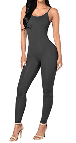 Ybenlow Women's Spaghetti Strap Bodycon Tank Jumpsuits Rompers  Bodysuit,Dark Grey,Small - Main Image