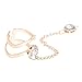 Fashion Glitter Rhinestone Hand Bracelet Slave Chain Link Finger Ring Gold Gift