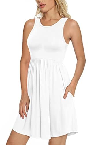 LONGYUAN Women's Sleeveless Work Dresses Casual Tank Dress Swing