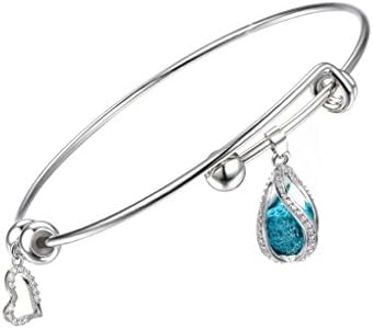 Diffuser Bracelet Aromatherapy Gift Set - Teardrop Cage Locket Expandable Wire bangle with Multi-Colored Lava Beads