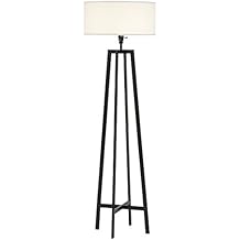 Stone & Beam Deco Black Metal Floor Lamp, 59.5"H, with Bulb, White Shade