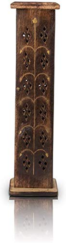 Wooden Incense Stick & Cone Burner Holder Tower Large Organic Eco Friendly Ash Catcher Agarbatti Holder Rustic Style Hand Carved For Meditation Yoga Aromatherapy Home Fragrance Products