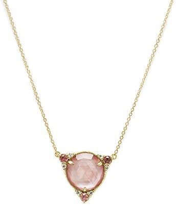 ALLURE PINK MOTHER OF PEARL CABOCHON PENDANT NECKLACE (ALLURE ROCK CRYSTAL QUARTZ CABOCHON PENDANT NECKLACE)