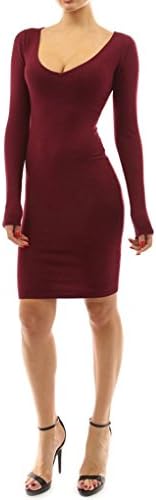 LiyongSIII Women Black Party Dress Robe Sexy Midi Slim Long Sleeve Basic