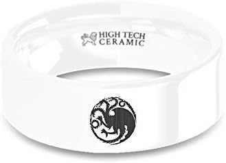 Game of Thrones 3 Targaryen Dragons White Ceramic Ring - 8 mm