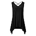Solatin Women's Cross Front V Neck Tank Tops Summer Sleeveless Tunic Black XL