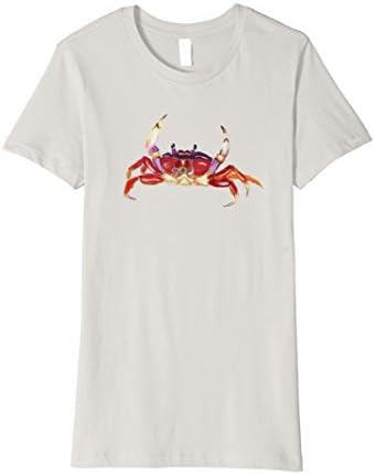 Womens Cute Painted Crab Art T-Shirt Large Silver