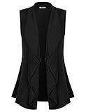 Cestyle Women's Lapel Open Front Sleeveless Vest Cardigans