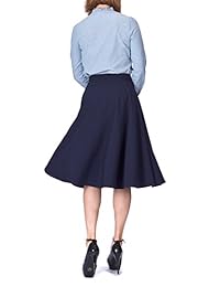 Midi falda de cintura alta, elastizada, para damaes