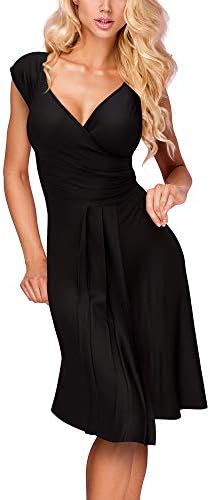 Casual Dress for Women – Midi Women Dress - Casual V Neck A-Line Cocktail Dress