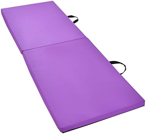 NEW folding excersize mat Gymnastics Mat Thick Two Folding Panel Gym Fitness Exercise Purple 6'x24"X1.5''