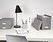 Bigso John Fiberboard Label Frame Desktop File Storage Box - Document Organizer for Important Paperwork - Durable Hanging File Box with a Lid & Metal Label Window - 7.4 in x 13 in x 10.4 in - Grey