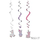 Lil’ Llama Hanging Swirl Decorations - 12 ct