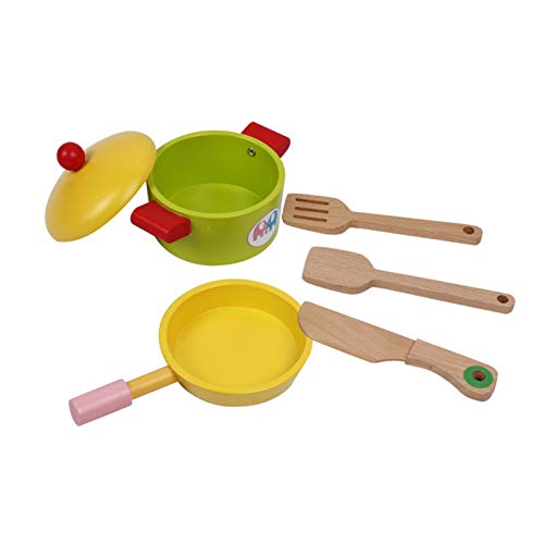 Klassische schicke Spielküche, niedliches rosa Holzküchen-Spielset, das Spielzeug mit Zubehör vorgibt, Kinderspielhaus… – Bild 7