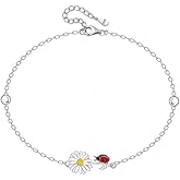 925 Sterling Silver Four Leaf Clover/Ladybug/Evil Eyes/Birthstone/Bee/Butterfly/Sunflower Bracelet Anniversary Christmas Gifts for Women