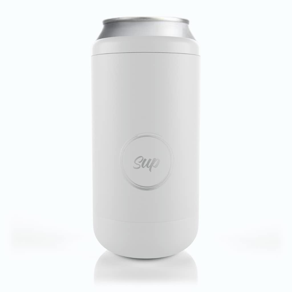 Sup Capsule Can Cooler & Bottle Holder, Patented Beer Cooler Sleeve, Fits Various 330ml 440ml 500ml Cans & Bottle Koozie, Beer Gifts for Him White