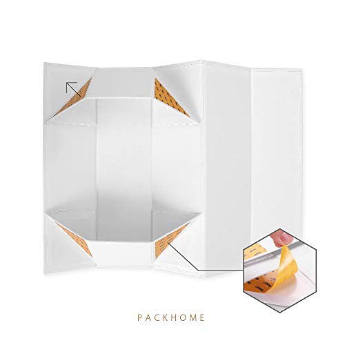 PACKHOME Wine Gift Boxes 13.5x4.5x4 Inches, Bottle Gift Boxes for Liquor and Champagne, Magnetic Closure Collapsible Gift Boxes (6 Boxes/Glossy White)