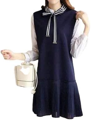 Amazon ワンピース ショート丈 ミニ丈 長袖 リボンタイ シフォン プリーツスカート 大きい レディース 並行輸入品 ワンピース チュニック 通販