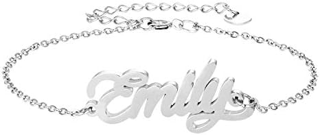 Women's Personalized Custom Name Bracelets & Name Anklets- Stainless Steel Gold Plated