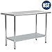 Metal Kitchen Work Table with Adjustable Table Foot Antirust Scratch Resistent Stainless Steel Work Table,30 X 60Inchs