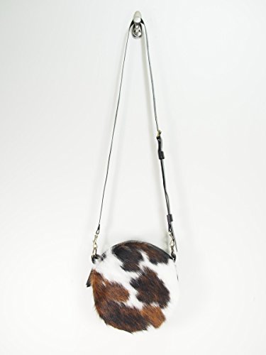 Leather Cowhide Crossbody Round Canteen Purse