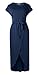 Yidarton Women Ladies Summer Casual Short Sleeve Beach Sundress Slit Long Maxi Dress Navy L