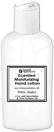 Grand Parfums 2 Oz Moisturizing Hand Lotion with Shea Butter (White Amber) Scented Hand Cream Spa Product, Travel Size Paraben Free