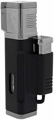 JetLine El Grande Quad Torch Red Flame Cigar Lighter in an Attractive Gift Box Lifetime Warranty Black