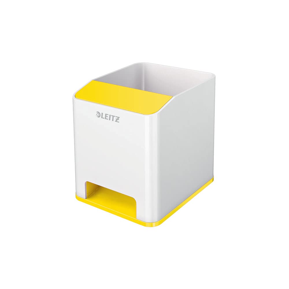 Leitz 53631016 Sound pencil case sound amplification function, WOW, White/Yellow