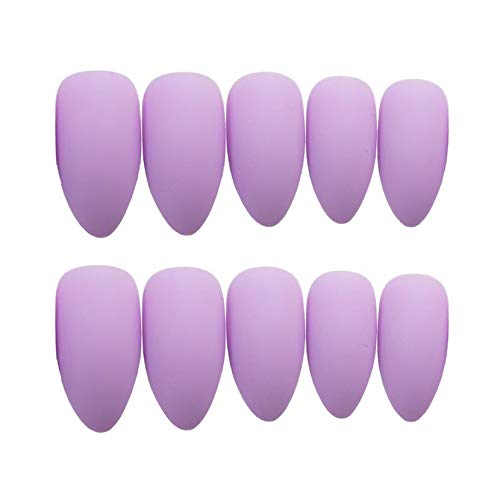Press on Nails French Tip, Glossy False Nails Full Cover with Glue Sticker, Stiletto Acrylic Glue on Nails for Women and Girls 24pcs/set