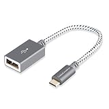 CableCreation Micro USB 2.0 OTG Cable Braided On The Go Adapter Micro USB Male to USB Female Compatible with Samsung S7, Flash Drive, Mouse, Keyboard, Game Controller, Aluminum Space Gray