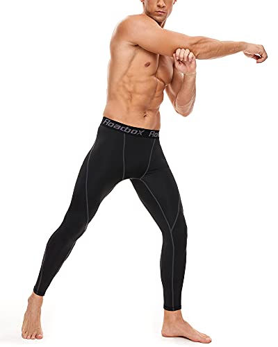 Roadbox Men\'s Compression Pants Base Layer Tights Leggings for Workout Running (Black,M)