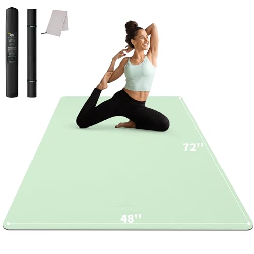 CAMBIVO Sportmatte XXL, Yogamatte Dicke 183cm x 122cm x 6mm, Fitnessmatte Trainingsmatte rutschfest breit, TPE Gymnastikmatte mit Handtuch, für Sport,