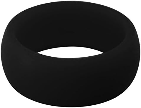 Rubber Diamonds Men's Silicone Wedding Ring - Flexible, Durable Silicone Band for Active Lifestyles (Black, 11)