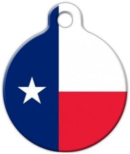 Dog Tag Art Texas Lone Star Personalized State Flag Pet ID Tag for Dogs and Cats, Silent Dog Tag with Customized Identification Information - Large 1.25" Diameter