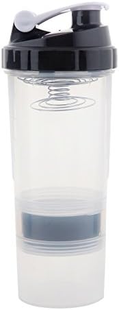 UncleHu Shaker Bottle for Protein Mixes with 22-Ounce Transparent Bottle, Two Storages and One Pill Tray,Free Combination