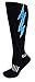 MOXY Socks Black with Electric Blue Knee-High Lightning Insane Bolt Fitness Socks