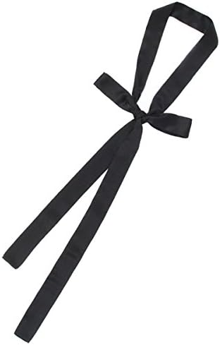 Women Skinny Scarf Long/Square NeckTies Scarf Fashion Soft Silky Skinny Thin Slim Solid Color Ribbon Belt(Black)