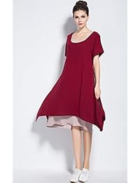 Anysize Y75 - Vestido de verano de dos piezas de lino suave y algodón para primavera, talla grande