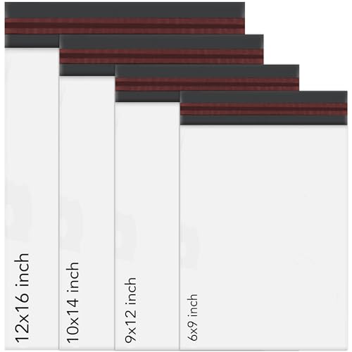100 Mixed Mailing Poly Postal Self Seal Bags 4 Sizes 25 from Each iSOUL Small to Large Mailing Bags Postage Packaging Assorted Mailers Posting Shipping Post Parcel Package Bags White