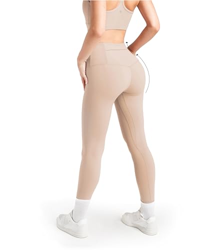 Aruki Leggings Morbidi a Vita Alta da Donna, Legging Opachi e Spessi per Yoga con Controllo Addominale per Palestra, Ciclismo, Allenamenti, Yoga – Doeskin – Large