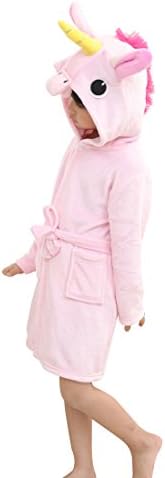 Little Girl's Coral Fleece Unicorn Hooded Bathrobe Unisex Kids Robe Pajamas Sleepwear