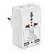 Yubi Power TMA32SU Travel Adapter with 2 Universal Outlets and 2 USB 2.0 Ports - Built in Surge Protector and Light Indicator - Plug Type E/F for France, Germany, Spain, Sweden, Switzerland and more!