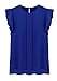 VOBAGA Women's Ol Career Casual Short Sleeve Slim Chiffon Shirt Tops Blouse Blue L