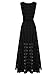 Clothink Women Black Organza Plaid Print Skater Elegant Long Maxi Dress XL