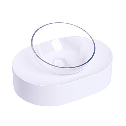 PETKIT Raised Cat Bowl, 15° Tilted Transparent Elevated Cat Feeding Bowl, Stress Free, Food Grade Material, Nonslip No Spill Pet Feeding Bowl, Dishwasher Safe